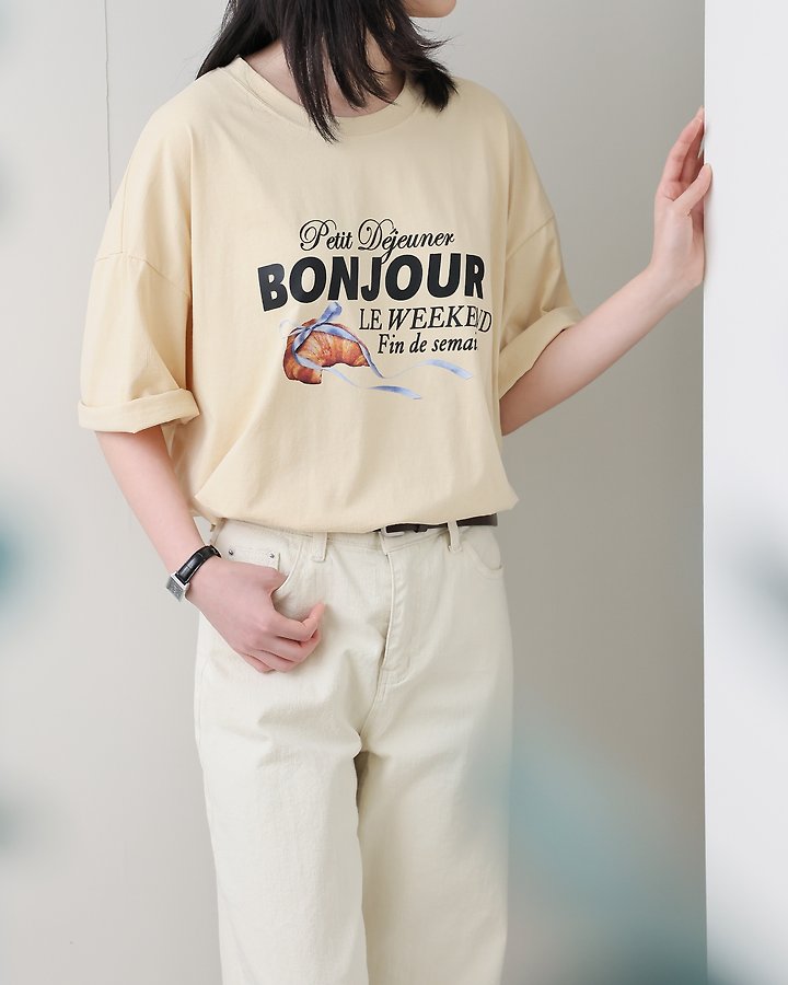 Lovely - Korean Women Fashion - #shopsmall - Croissant Tee - 9
