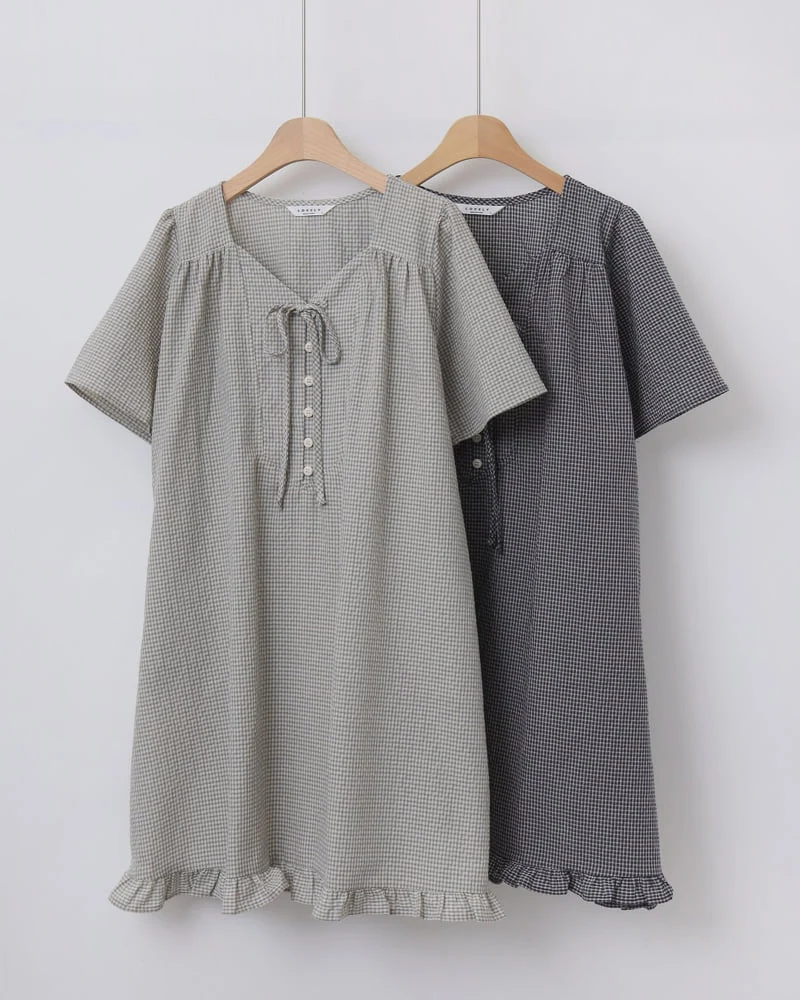 Lovely - Korean Women Fashion - #shopsmall - Cookie Check One-piece