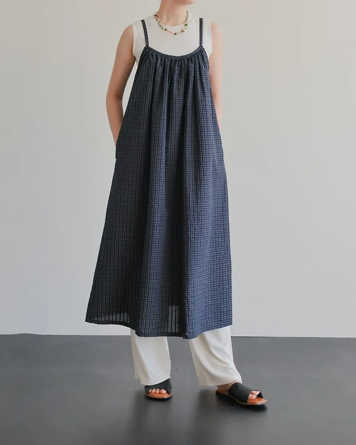 Lovely - Korean Women Fashion - #vintageinspired - Stone Check One-piece - 4