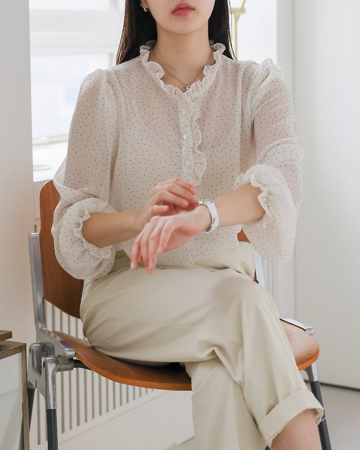 Lovely - Korean Women Fashion - #womensfashion - Bunny Dot Blouse - 5