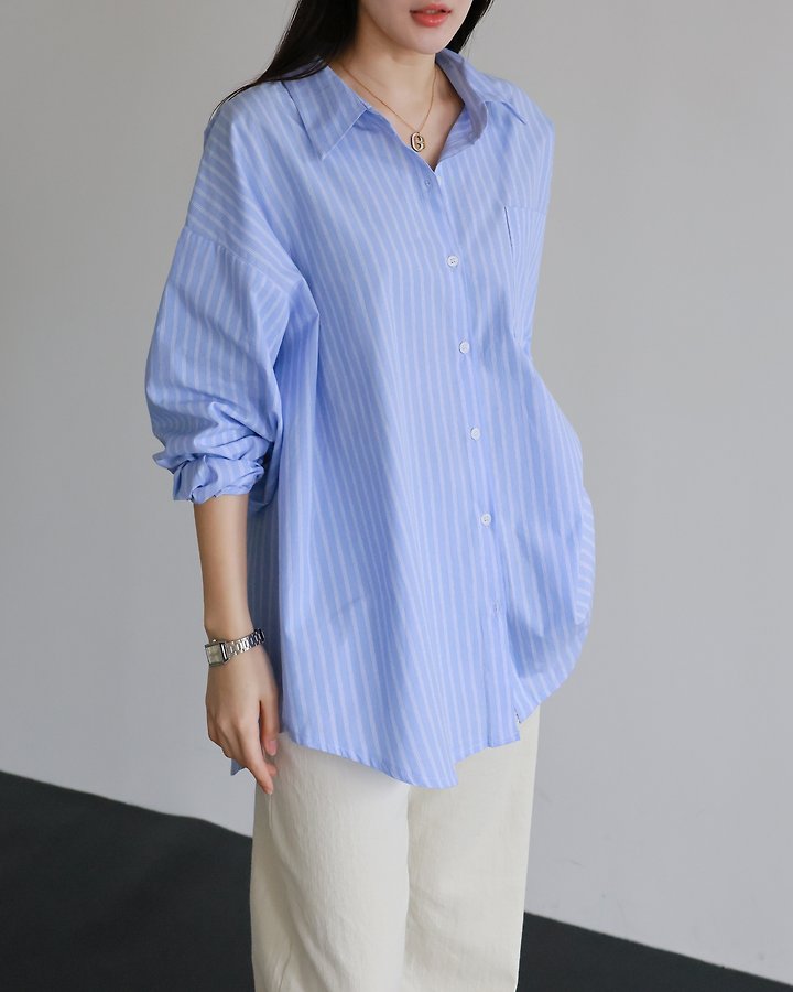 Lovely - Korean Women Fashion - #womensfashion - Bonnie Striped Shirt - 9