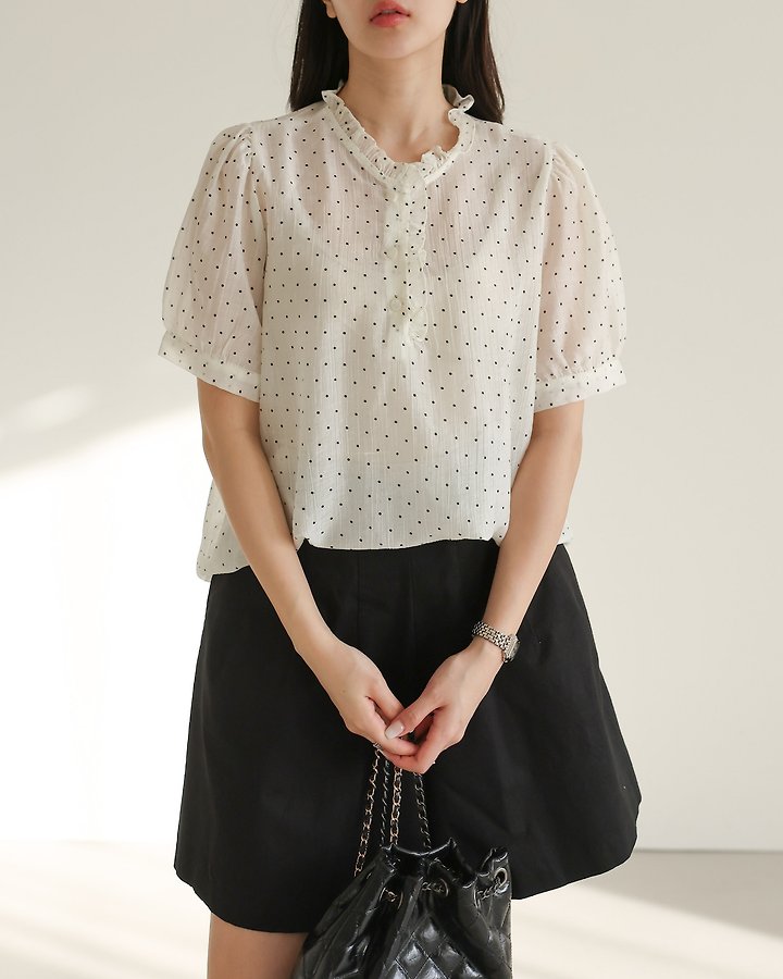Lovely - Korean Women Fashion - #womensfashion - Tencel Mini Dot Blouse - 7