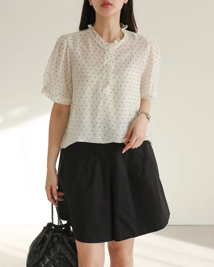 Lovely - Korean Women Fashion - #womensfashion - Tencel Mini Dot Blouse - 9