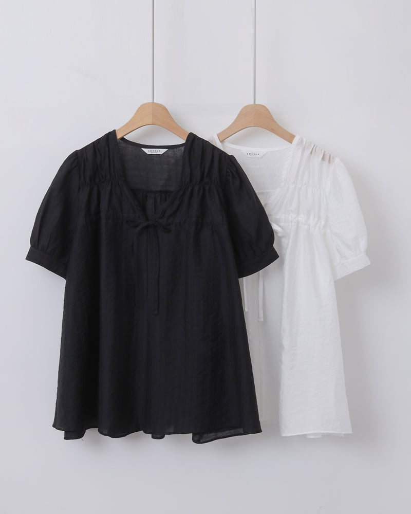 Lovely - Korean Women Fashion - #womensfashion - Berry Ribbon Blouse