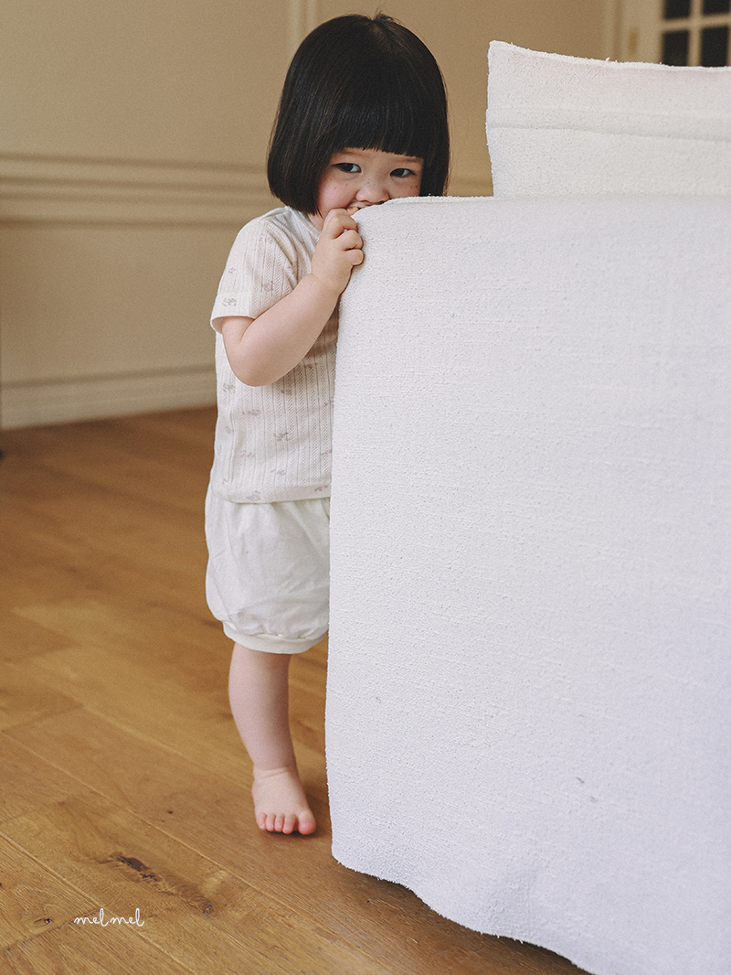 Melmel - Korean Baby Fashion - #babyboutique - Flower Ribbed Short Sleeve Tee - 5