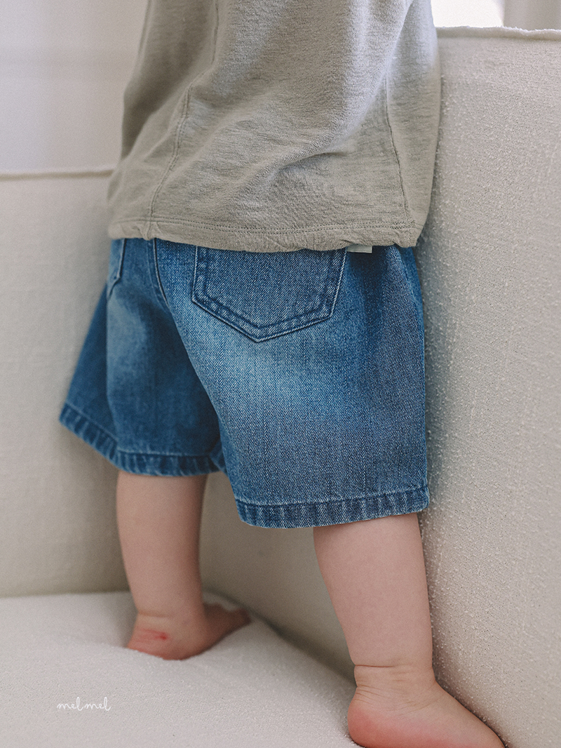 Melmel - Korean Baby Fashion - #babylifestyle - Brush Denim Shorts - 6