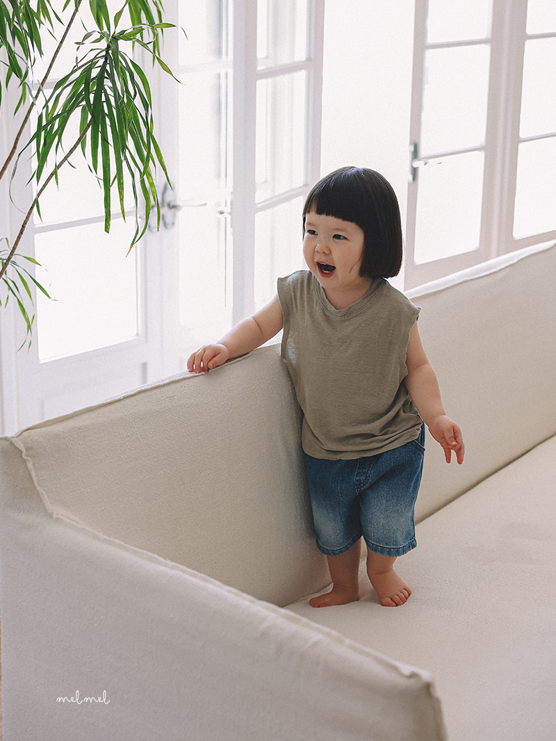 Melmel - Korean Baby Fashion - #babyoninstagram - Brush Denim Shorts - 7