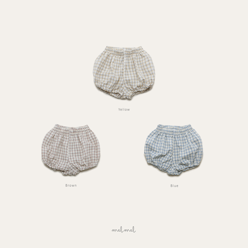 Melmel - Korean Baby Fashion - #onlinebabyshop - Popo Check Short Bloomers