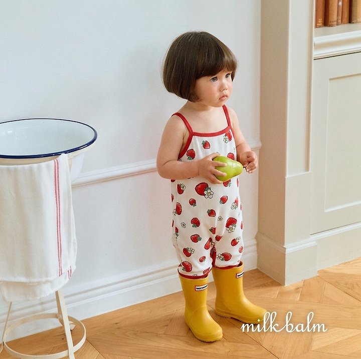 Milk Balm - Korean Baby Fashion - #babyboutique - Strawberry Suspender Suit - 6