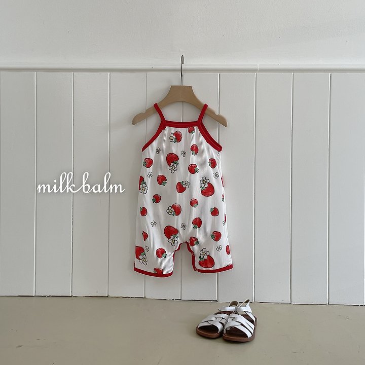 Milk Balm - Korean Baby Fashion - #babyoutfit - Strawberry Suspender Suit