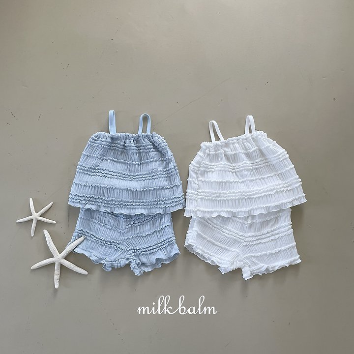 Milk Balm - Korean Baby Fashion - #onlinebabyboutique - Frill Sleeveless Set-Up
