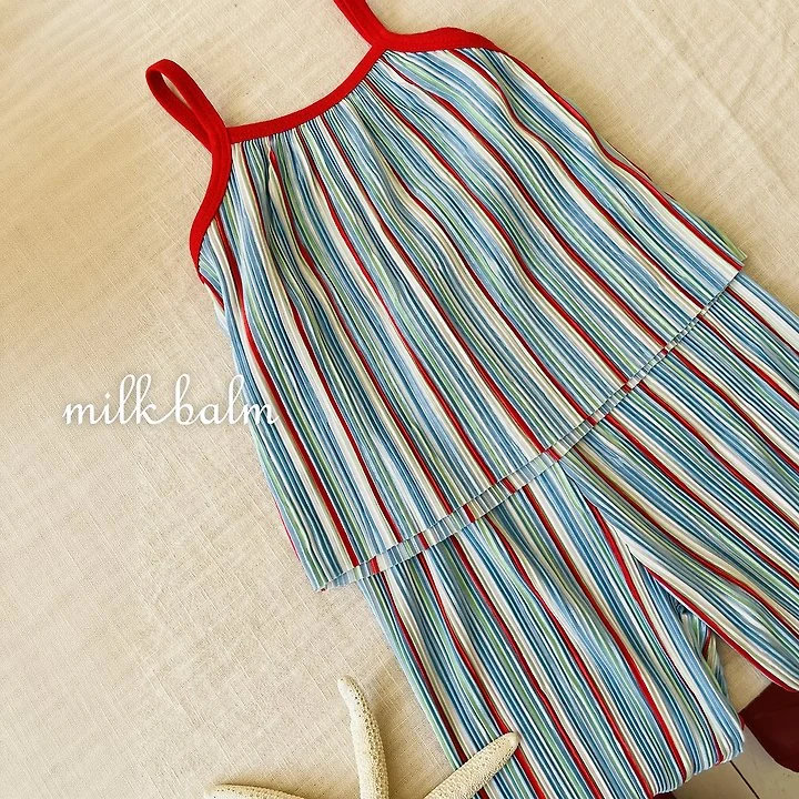 Milk Balm - Korean Baby Fashion - #onlinebabyboutique - Coachella Pleated Set-Up - 4