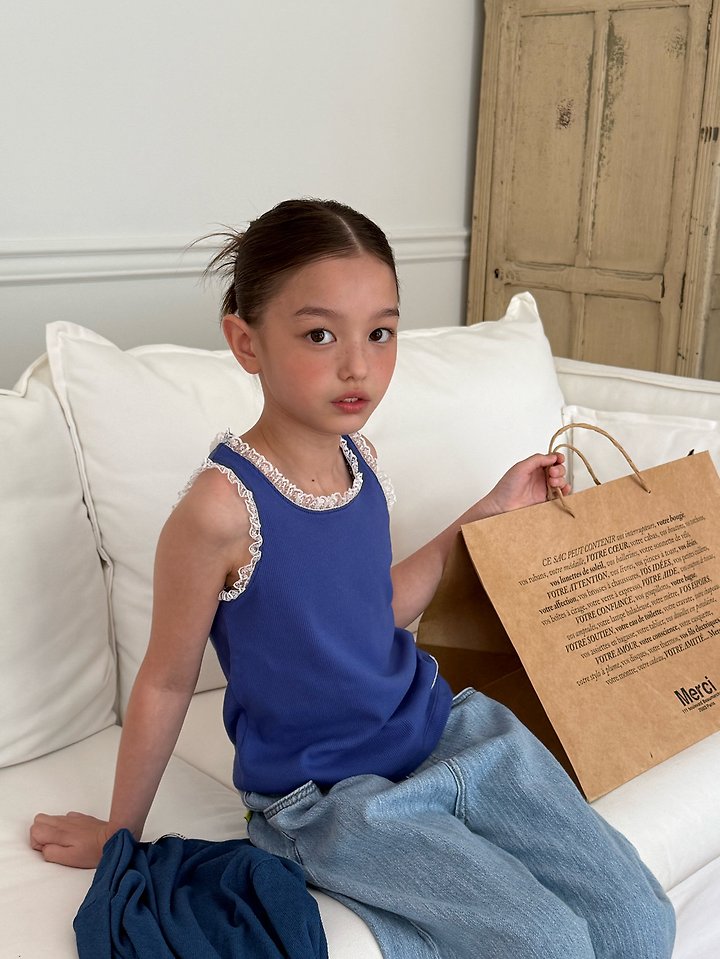 Minimal - Korean Children Fashion - #Kfashion4kids - Lace Ribbed Sleeveless Top - 7