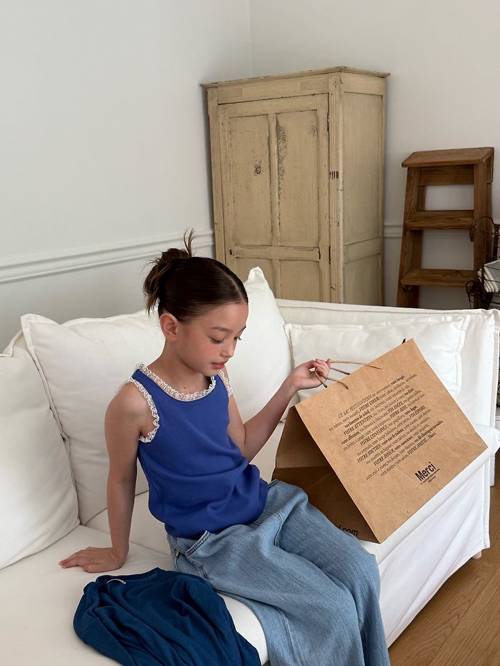 Minimal - Korean Children Fashion - #kidzfashiontrend - Lace Ribbed Sleeveless Top - 6