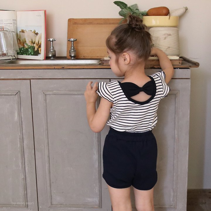 Mori Mori - Korean Children Fashion - #kidsshorts - Striped Ribbon Sleeveless Top - 9