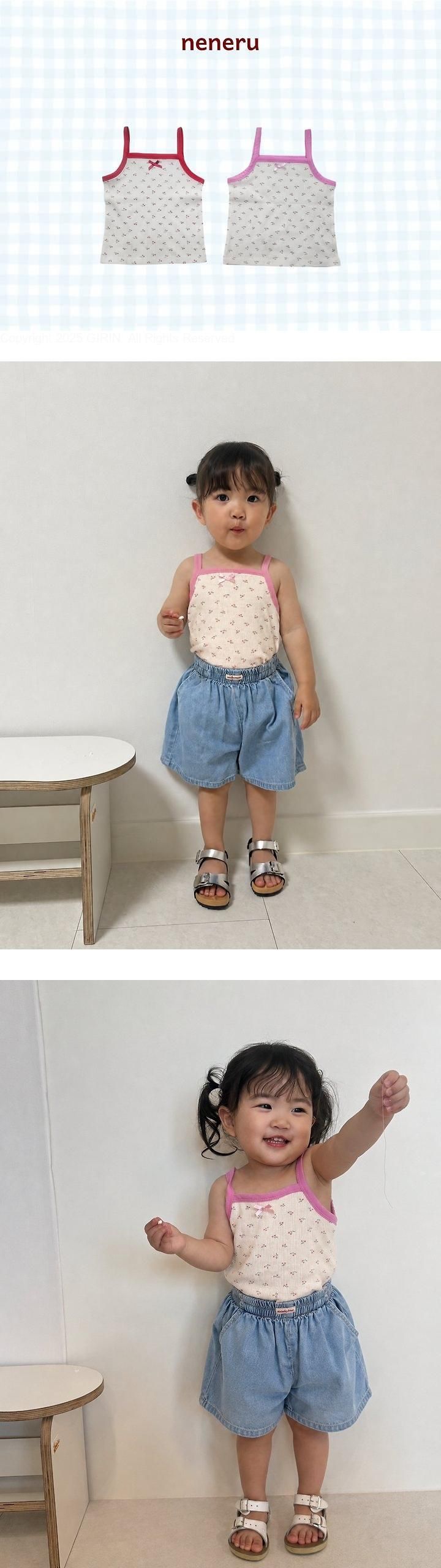 Neneru - Korean Baby Fashion - #smilingbaby - Cherry Strap Sleeveless Top - 2