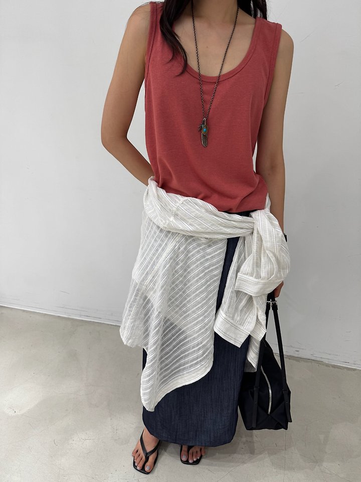 Neroli36 - Korean Women Fashion - #momslook - Linen U-Neck Sleeveless Top - 11