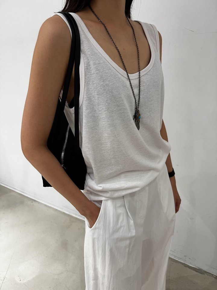 Neroli36 - Korean Women Fashion - #momslook - Linen U-Neck Sleeveless Top - 5