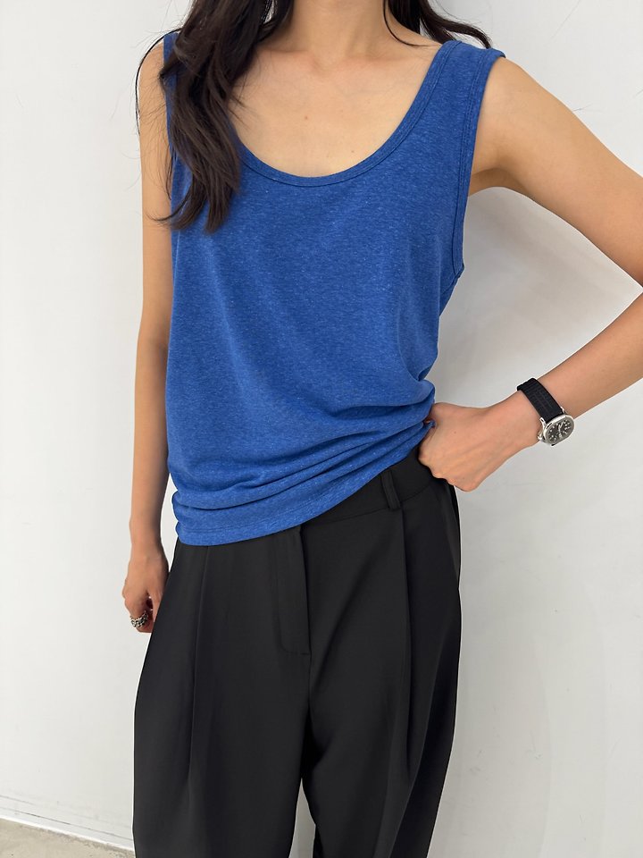 Neroli36 - Korean Women Fashion - #momslook - Linen U-Neck Sleeveless Top - 7