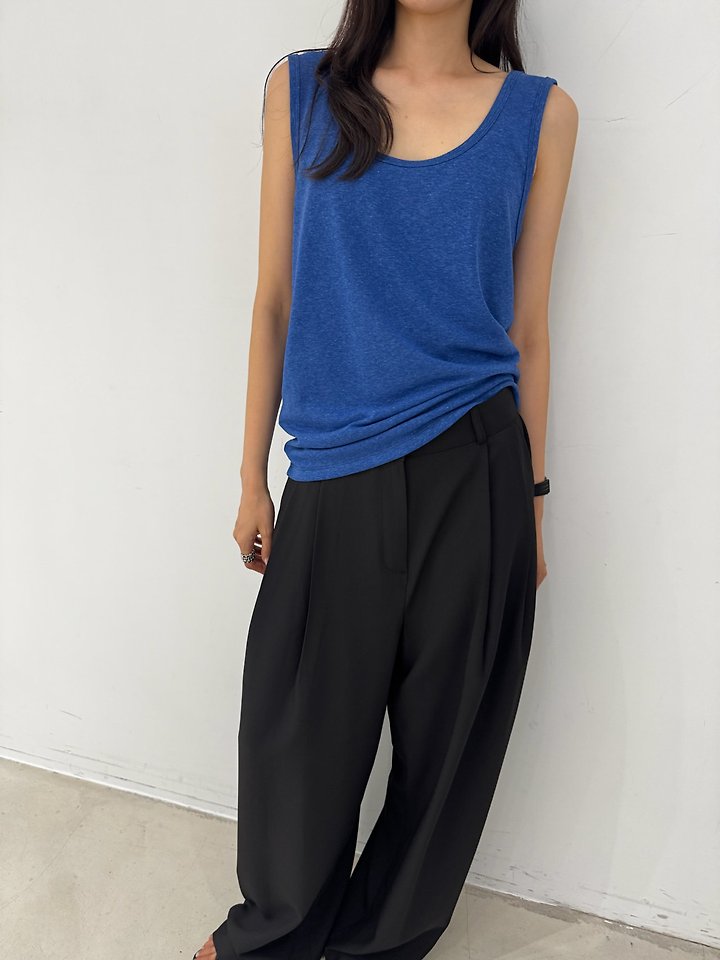 Neroli36 - Korean Women Fashion - #momslook - Linen U-Neck Sleeveless Top - 9