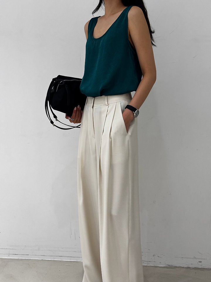 Neroli36 - Korean Women Fashion - #momslook - Curved Pleated Pants - 7