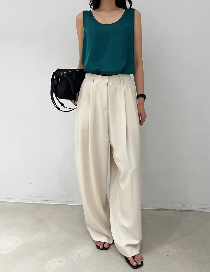 Neroli36 - Korean Women Fashion - #momslook - Curved Pleated Pants - 9