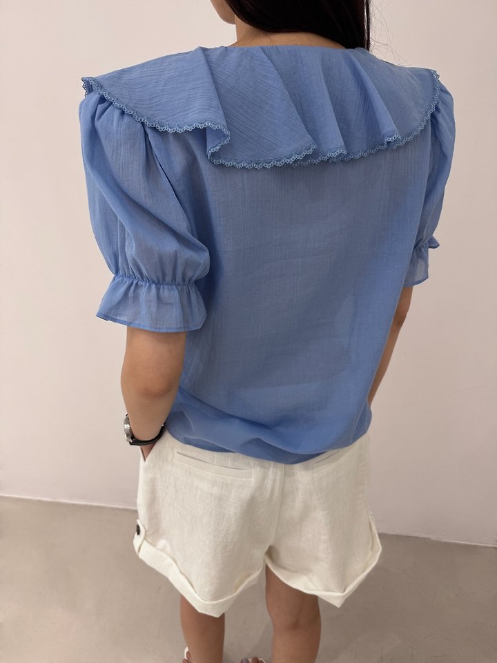 Neroli36 - Korean Women Fashion - #momslook - Powder Frill Blouse - 3