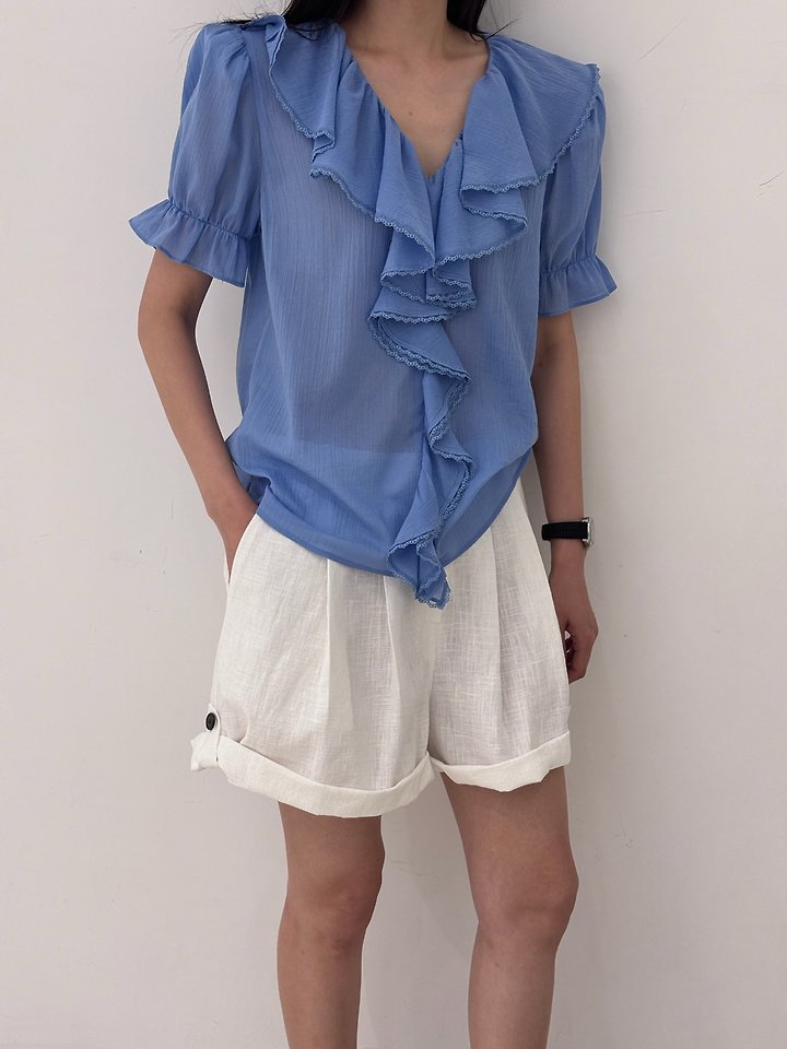 Neroli36 - Korean Women Fashion - #momslook - Powder Frill Blouse - 5
