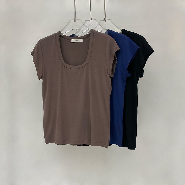 Neroli36 - Korean Women Fashion - #restrostyle - Bamboo Square-Neck Tee