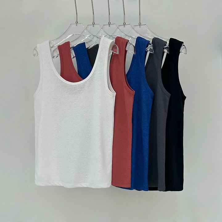 Neroli36 - Korean Women Fashion - #romanticstyle - Linen U-Neck Sleeveless Top