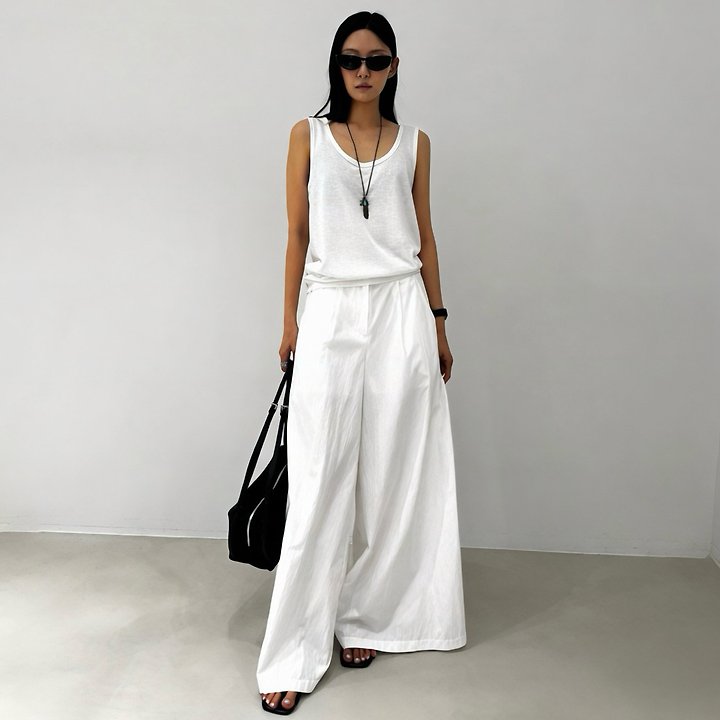 Neroli36 - Korean Women Fashion - #shopsmall - Linen U-Neck Sleeveless Top - 2