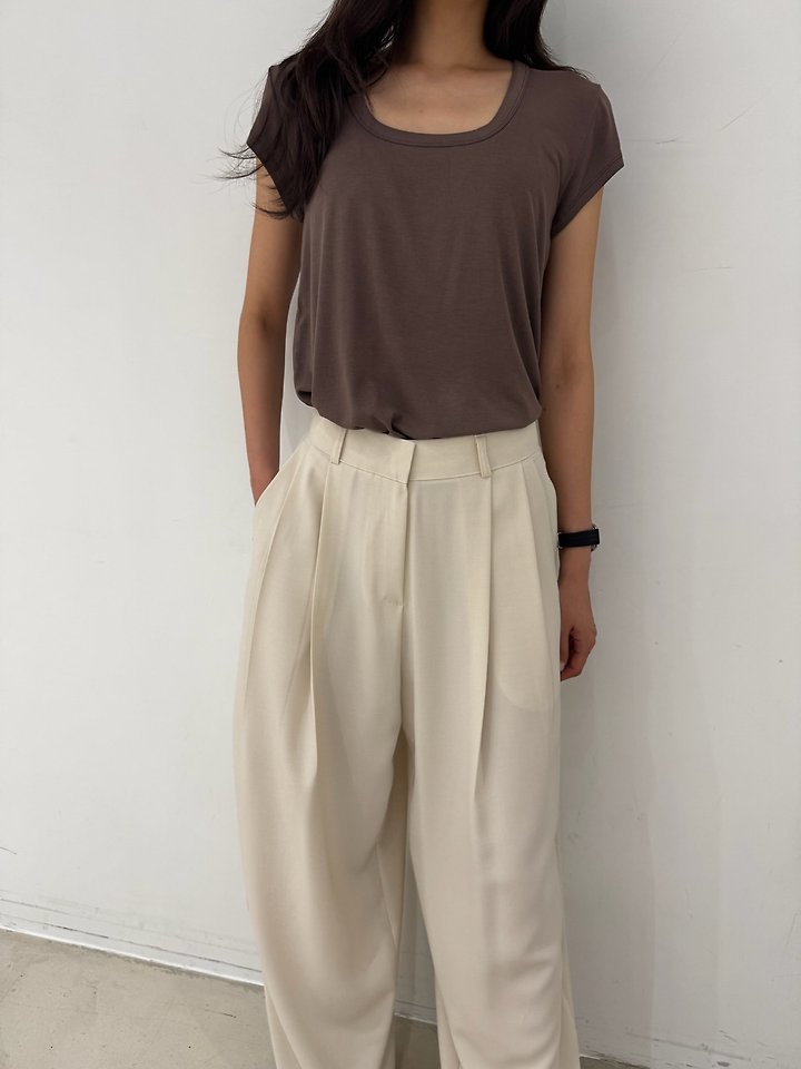 Neroli36 - Korean Women Fashion - #shopsmall - Bamboo Square-Neck Tee - 4
