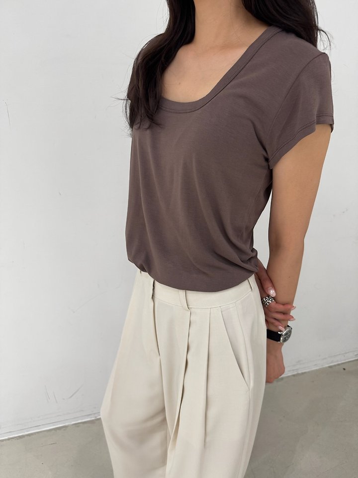 Neroli36 - Korean Women Fashion - #thelittlethings - Bamboo Square-Neck Tee - 5
