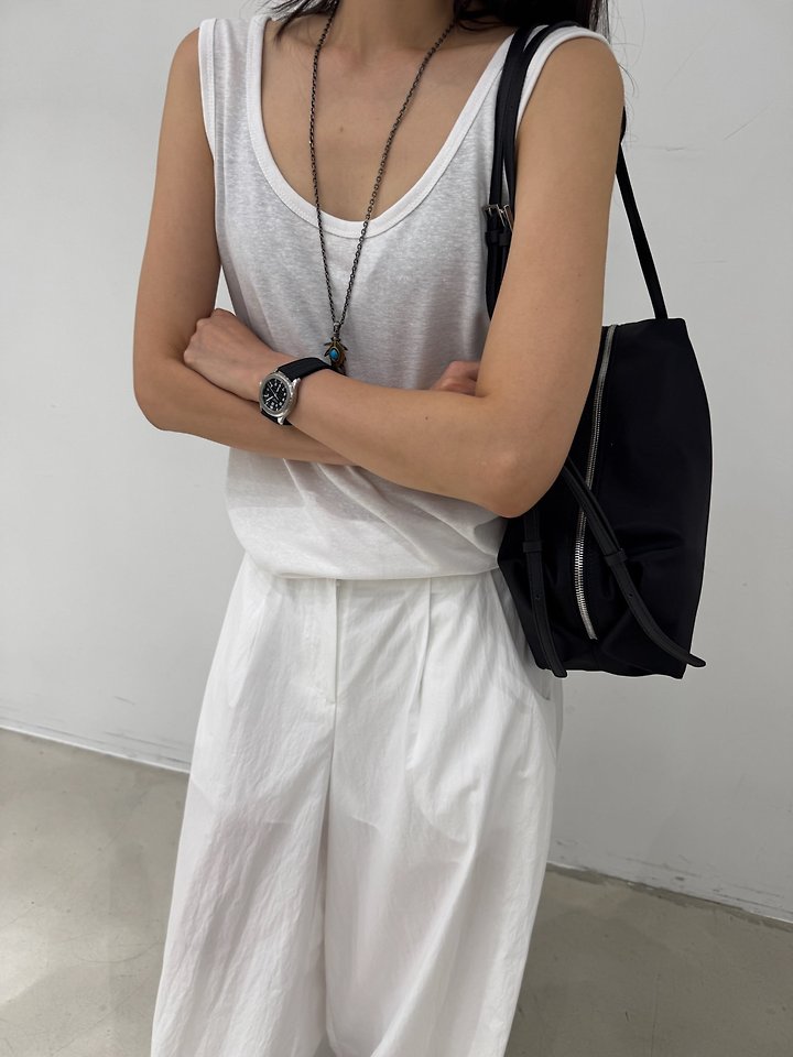 Neroli36 - Korean Women Fashion - #thatsdarling - Linen U-Neck Sleeveless Top - 4