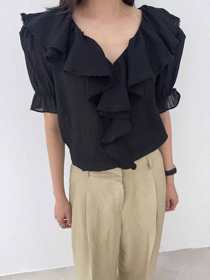Neroli36 - Korean Women Fashion - #vintageinspired - Powder Frill Blouse - 11