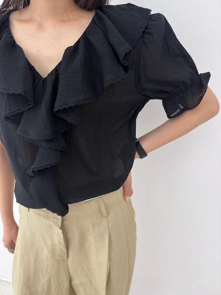 Neroli36 - Korean Women Fashion - #vintagekidsstyle - Powder Frill Blouse - 12