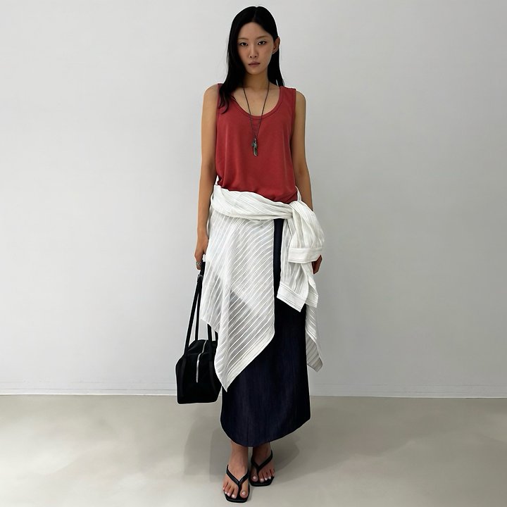 Neroli36 - Korean Women Fashion - #womensfashion - Linen U-Neck Sleeveless Top - 10