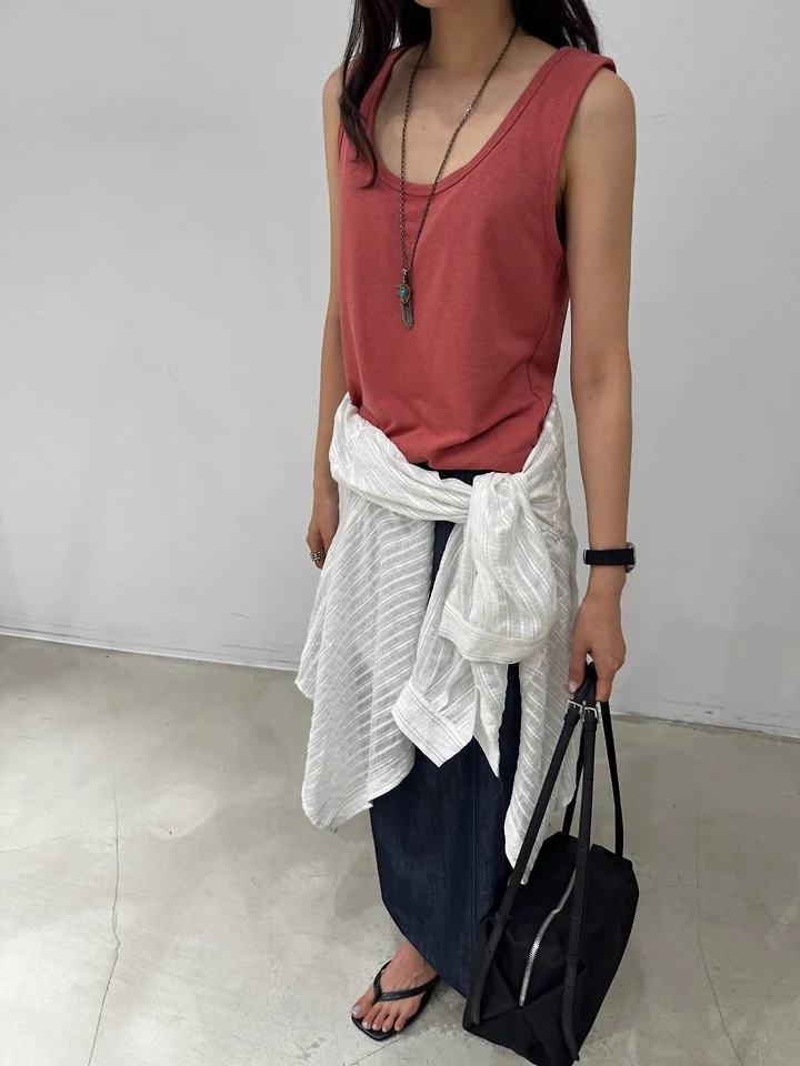 Neroli36 - Korean Women Fashion - #womensfashion - Linen U-Neck Sleeveless Top - 12