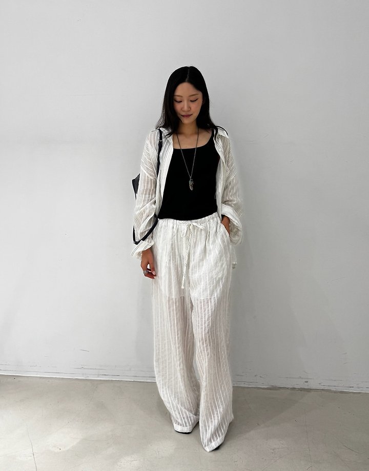 Neroli36 - Korean Women Fashion - #momslook - H Buckle Stripe Shirt - 4