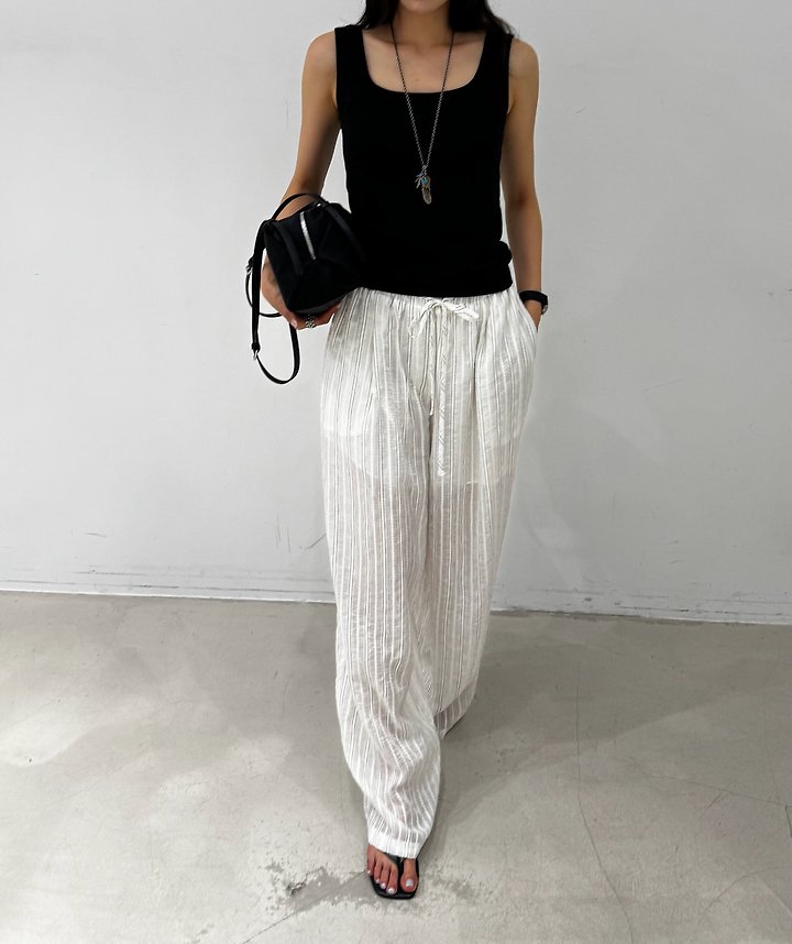 Neroli36 - Korean Women Fashion - #womensfashion - H Buckle Stripe Pants - 3