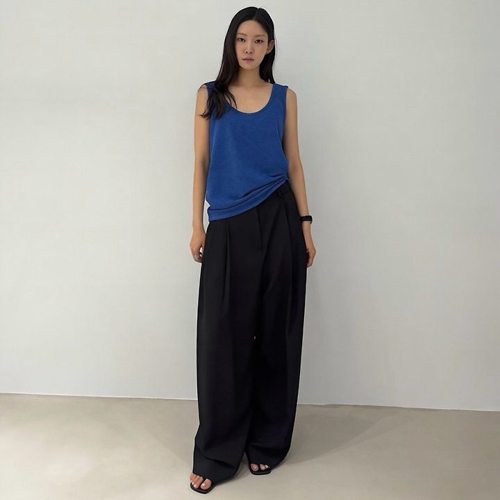 Neroli36 - Korean Women Fashion - #womensfashion - Curved Pleated Pants - 2