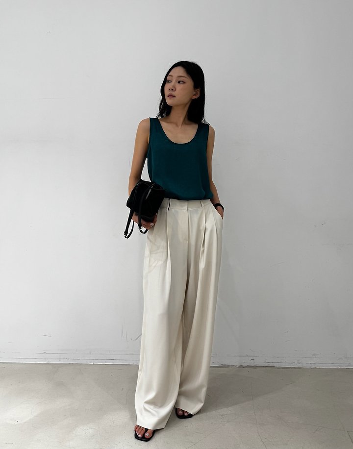 Neroli36 - Korean Women Fashion - #womensfashion - Curved Pleated Pants - 8