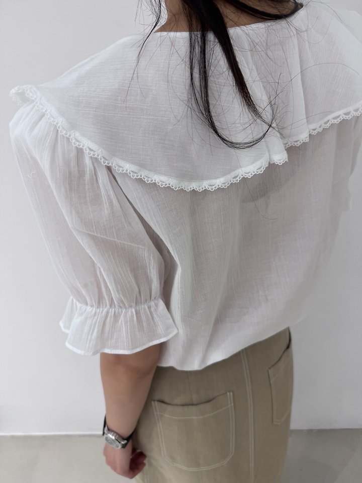 Neroli36 - Korean Women Fashion - #womensfashion - Powder Frill Blouse - 6