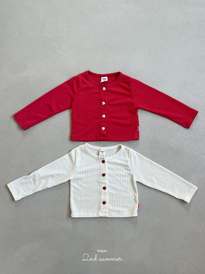 Neu - Korean Baby Fashion - #babyfever - Heart Eyelet Cardigan