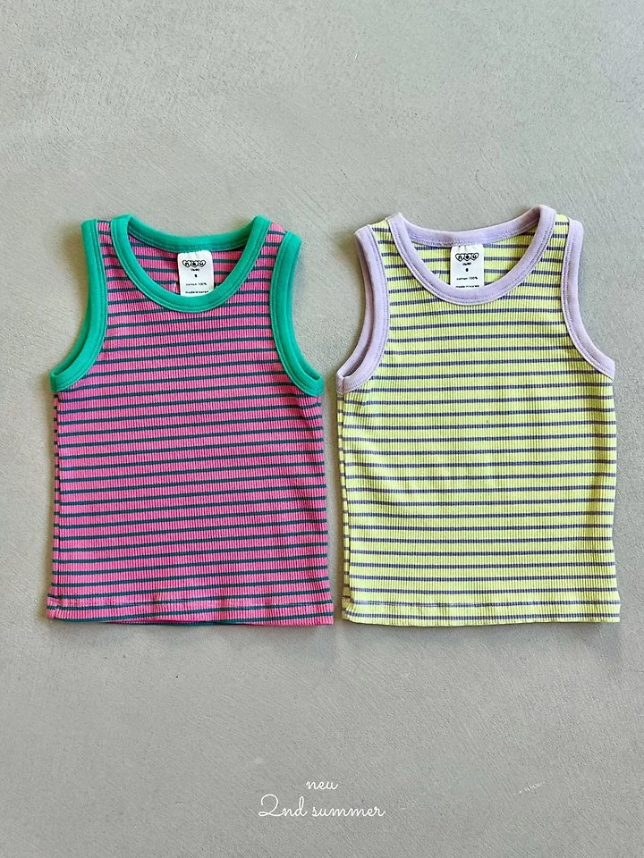 Neu - Korean Baby Fashion - #babylifestyle - Striped Fitted Sleeveless Top