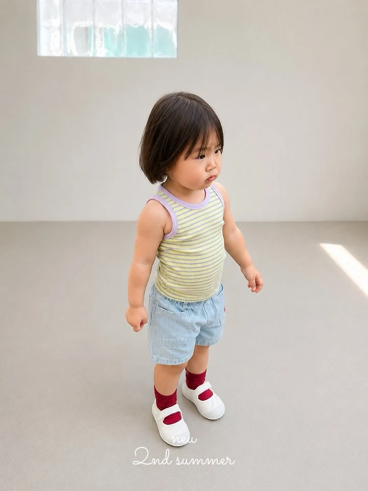Neu - Korean Baby Fashion - #babywear - Striped Fitted Sleeveless Top - 6