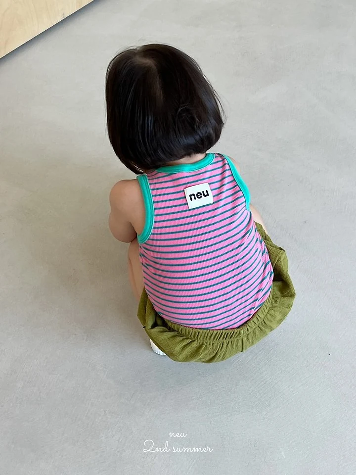 Neu - Korean Baby Fashion - #onlinebabyboutique - Striped Fitted Sleeveless Top - 7