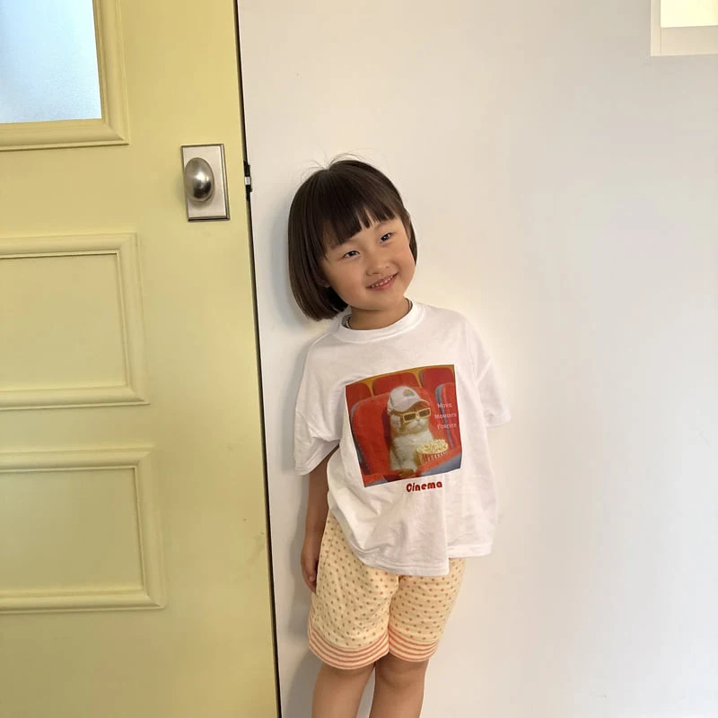 Night Bebe - Korean Children Fashion - #childofig - Movie Cat Short Sleeve Tee - 7