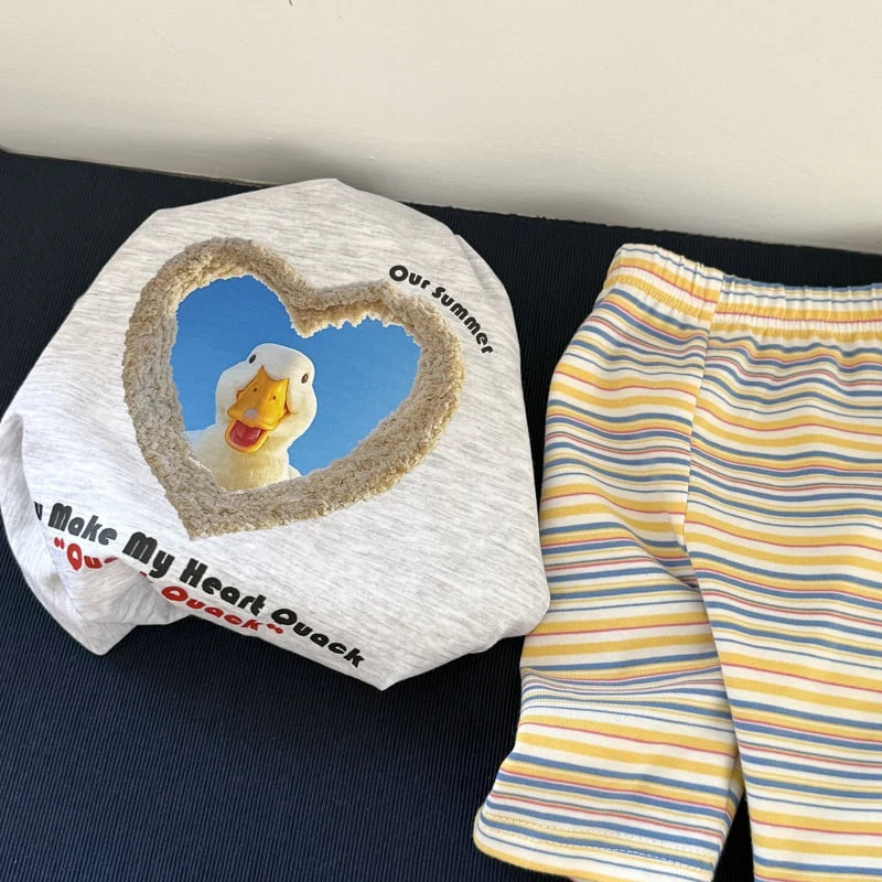 Night Bebe - Korean Children Fashion - #childrensboutique - Duck Duck Short Sleeve Tee - 10