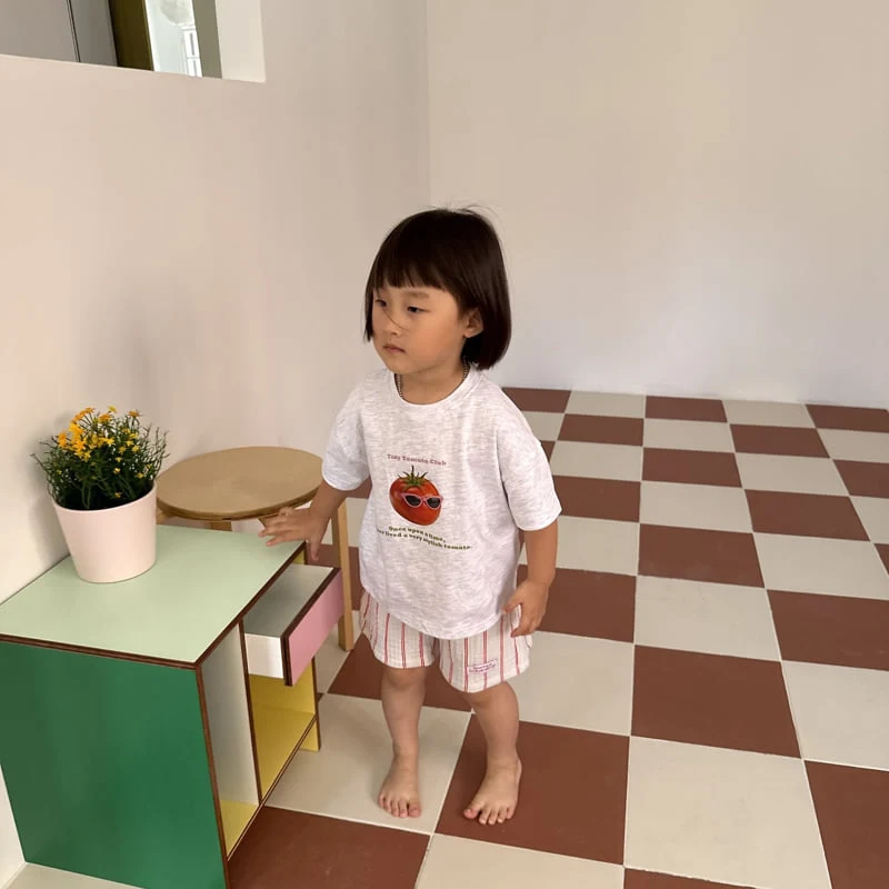 Night Bebe - Korean Children Fashion - #childrensboutique - Tomato Short Sleeve Tee - 5